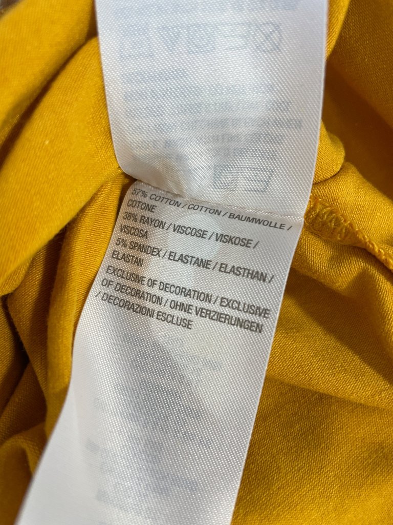 Denim And Co Essentials Turtleneck Size Xs Jersey Top With Lace Hem Yellow New — image 7 of 8